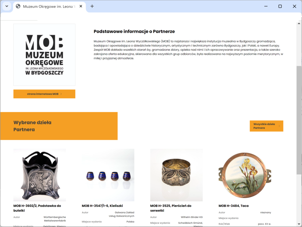 Grafika przedstawiająca opis instytucji Muzeum Okręgowego w Bydgoszczy na portalu Wirtualne Muzeum Kujaw i Pomorza